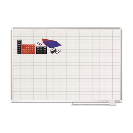 Bi-Silque MasterVisi, Grid Planning Board W/ Accessories, 1 X 2 Grid, 48 X 36, White/silver MA0592830A
